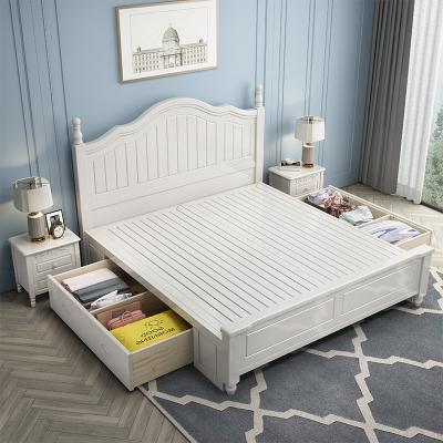 Solid wood double bed