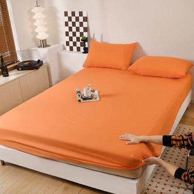 Pocket Polyester Bed Cover Solid Color Fitted Sheet Wrinkle and Fade Resistant Twin/Full/Queen